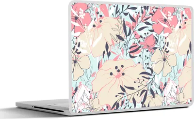 Produktbild von MuchoWow® Laptop Aufkleber Sticker Cover Vintage - Blume - Rosa - Muster 32.5x23.5 cm - Sticker für Laptop - Selbstklebend