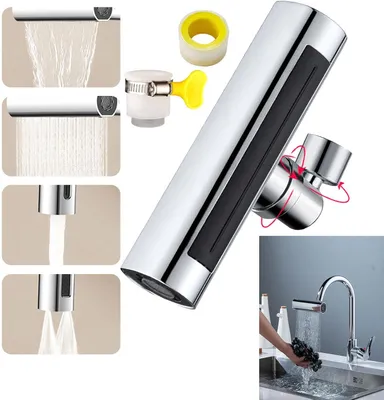 Imagen del producto de Cabezal de grifo con boquilla rociadora, giratorio 360°, fabricado en latón y ABS, con conexión de 22 mm, para cocina y baño