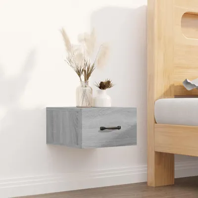 Image de vidaXL Table de nuit murale Gris Sonoma 35x35x20 cm