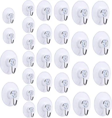 Image de Lot de 30 ventouses transparentes avec crochet, 20-45 mm, pour la salle de bain