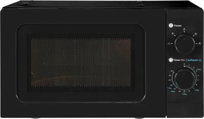 A black microwave oven is shown from the front.