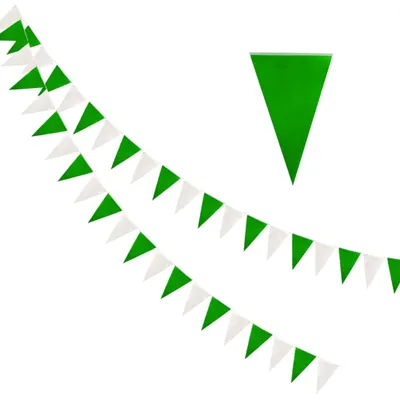 Productafbeelding van Wimpelkette voor Buiten 2 Stuks, 8 Meter Lange Girlande in Groen en Wit