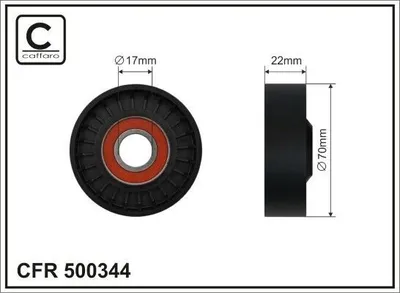 Produktbild von CAFFARO 500344 Spannrolle Keilrippenriemen 70mm passend für MERCEDES-BENZ C-Klasse T-modell (S205) C-Klasse Limousine (W205) E-Klasse Limousine (W213)