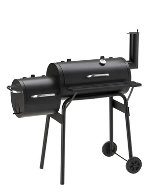 Zdjęcie produktu dla GRILLCHEF by LANDMANN | Wędzarnia Tennessee 100 | Powierzchnia grillowania 53 x 30 cm | Mobilny wózek do grillowania na węgiel drzewny | Grill z pokrywą i półką | Czarny