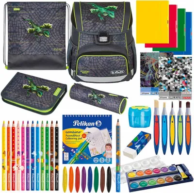 Produktbild von Herlitz Schulranzen Set Loop Plus Dragon Tale 14-teilig gefüllt