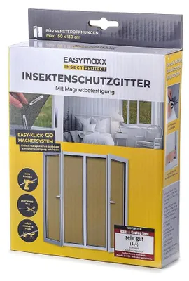 Zdjęcie produktu dla EASYMAXX Moskitonetz mit 12 Magnetbefestigung für Fenster 150x130cm schwarz
