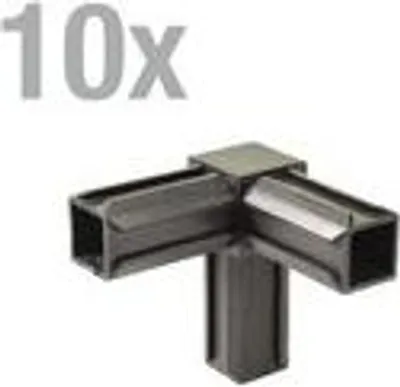 Produktbild von Alberts XD-Rohrverbinder | 90° und einem weiteren rechtwinkeligen Abgang | Kunststoff, schwarz | 20 x 20 x 1,5 mm | 10er Set