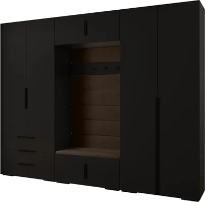 Produktbild von MEBLE KRYSPOL Inova 1 Möbelset Garderobe, 236,7x300x47cm - Schwarz, Manila 04, Schwarz