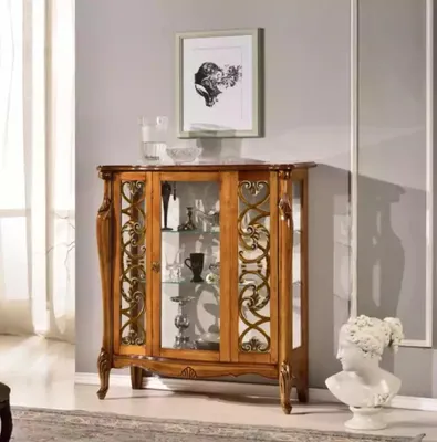 Produktbild von Vitrine Glas Schrank Wohnzimmer luxus Einrichtung Holz Klassischе Neu