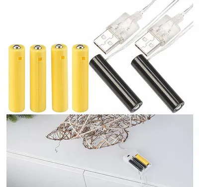 Image de 2 adaptateurs USB avec piles factices AAA pour alimentation continue