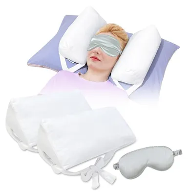 Immagine prodotto di Omgoods - Cuscino stabilizzatore per il collo, ideale per chi dorme sulla schiena - Cuscino ortopedico per la testa, colore bianco