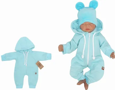 Imagen del producto de Z&Z: Mono de felpa para niños con capucha, color turquesa