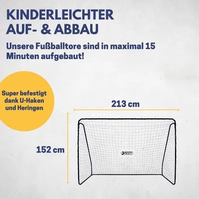 Produktbild von Best Sporting Fußballtor Kinder mit Torwand "NATION", perfekt für WM- & EM-Veranstaltungen | 2-in-1 Fussballtore für Garten Kinder im Deutschland Design - 213 x 152 x 76 cm mit 2 Schusslöchern