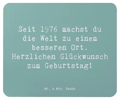 Produktbild von Mr. & Mrs. Panda Mauspad Spruch 1976 Geburtstag - Meeresbrise - Geschenk, Alter, laptop mousepad, pc, seit, Happy Birthday, Glückwunsch, Jahrgang, Geburtsjahr, Mouse Pad