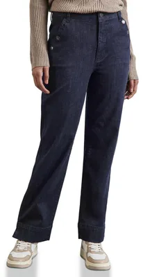 Productafbeelding van Street One damesbroek, model A378417, stijl: rechte pijp, casual fit, met hoge taille, rechte pijp, wassing