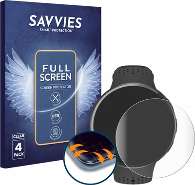Produktbild von 4x Savvies Fullscreen Schutzfolie für Polar Pacer Pro Displayschutz Folie Fullcover Klar Transparent