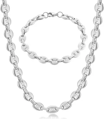 Immagine prodotto di AFSTALR collana uomini acciaio inox chicco di caffè 11mm argento 56CM