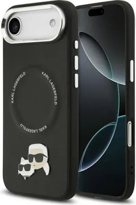 Obrázok produktu pre Karl Lagerfeld - Leather Karl & Choupette Pins MagSafe puzdro pre iPhone 17 Air - čierne
