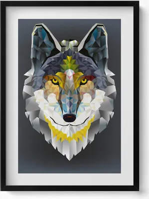 Produktbild von Wolfskopf– Wandbild mit Rahmen – Gerahmtes Bild  – Wanddekoration – 50x70 cm –  Schwarz Rahmen