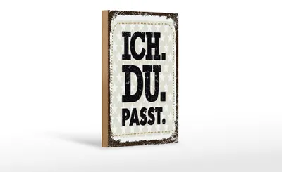 Produktbild von Holzschild Spruch Ich Du Passt 12x18 cm Geschenk Dekoration