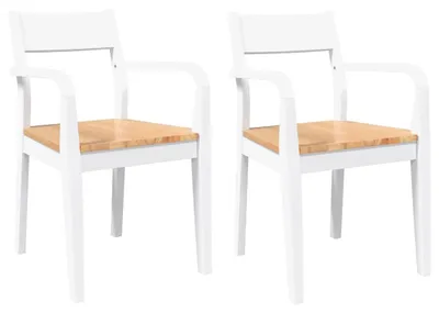 Image de vidaXL Chaises de salle à manger 2 pcs. Blanc Bois massif Hévéa