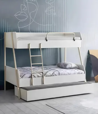 Produktbild von Jugendbett Weiß Kinderbett Design Modernes Bett Kinderzimmer Holzbetten Möbel