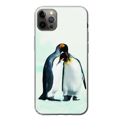 Produktbild von MuchoWow® Handyhülle Schutzhülle Hülle für iPhone 12 Pro Max Pinguine - Schnee - Familie Silikon Softcase Handy Hülle - Hartschale