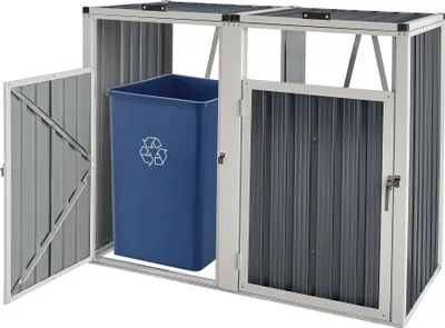 Obrázek produktu pro Box na popelnice "Tarbek" na 2 tuny Kryt na popelnici Ocelový pozinkovaný box antracitový 121x146x82cm