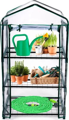Produktbild von 3 Etagen Gewächshaus mit Reißverschluß (HxBxT) 130 x 69 x 49,5 cm Foliengewächshaus Garten Treibhaus Frühbeet Tomatenhaus Pflanzenhaus
