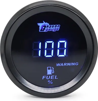 Imagen del producto de Indicador digital universal para automóvil, de 52 mm, para medir el nivel de combustible, compatible con resistencias de 240-33 ohmios, con iluminación LED azul/roja, para sistemas de 12V