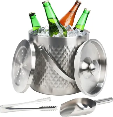 Produktbild von Doppelwandiger Eiseimer mit Deckel - 3 Liter - Edelstahl