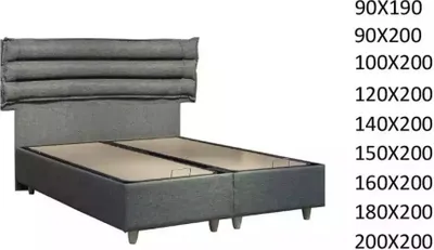 Produktbild von Luxus Bett mit Matratze Komplett Set Bettkasten Ohren Grau Samt 180x200