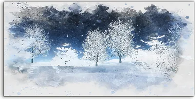Produktbild von Coloray Canvas 120x60  Wandbild Leinwand Bilder Aquarell Bild einer Winter Landschaft