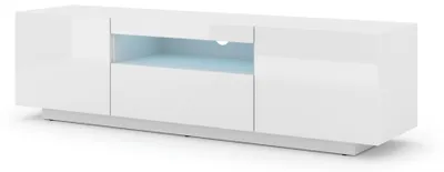 Immagine prodotto di Mobile TV basso Aura 150 cm Base universale sospesa o in piedi Mobile TV Lavagna TV Credenza Tavolo HiFi Mobile sospeso Bianco lucido senza LED