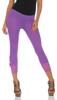 Produktbild von Damen Capri-Leggings mit Spitze 3/4; Lila XS/32