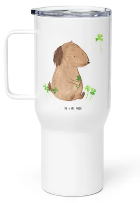 Produktbild von Mr. & Mrs. Panda Kaffee-to-go-Becher Hund Kleeblatt - Weiß - Geschenk, Thermobecher, To-Go-Becher, Thermos-Becher, Teetasse, Sprüche, Viel Glück, thermosbecher