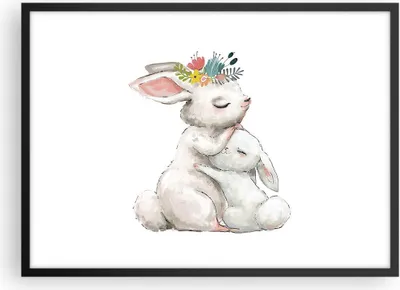 Produktbild von Gerahmtes Poster - Schwarzer Rahmen - Kaninchen Hase Kinder - 70x50 cm - Wand Bild - Wanddeko - Wandbilder - Kunstposter - Wandposter - Bilderrahmen - Bilder - Kunstdruck - P2BAA70x50-4725