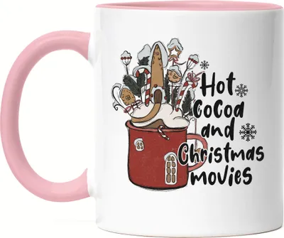 Produktbild von Hot Cocoa And Christmas Movies Tasse Rosa Weihnachten Weihnachtsfilme Christmas Movies Heilig Abend Kakao