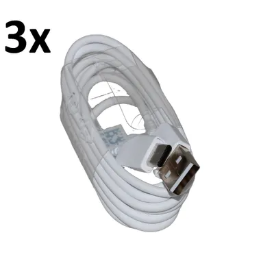 Produktbild von 3x Typ-C Ladekabel für Original Samsung Galaxy Xcover 4s Datenkabel 1,5m weiß USB-Ladegerätkabel Aufladekabel Type-C Charging-Cable