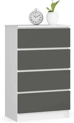 Produktbild von Kommode K60 - Kommode mit 4 Schubladen - Holz - Minimalistisch modern - 60 x 40 x 99 cm - Weiß