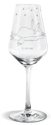 Produktbild von Mr. & Mrs. Panda Weinglas Fuchs Sterne - Transparent - Geschenk, Weißweinkelch, Für Weißwein, wein glas, Romantik, Füchse, Kelch, Mond, Sternengucker