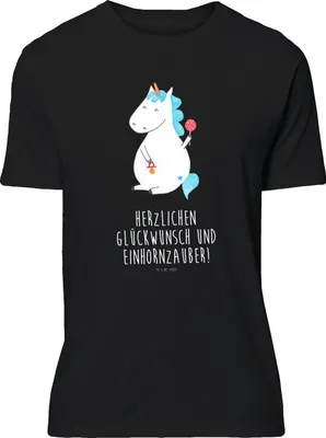 Produktbild von Mr. & Mrs. Panda Größe S T-Shirt Einhorn Baby - Schwarz - Geschenk, Geburtstag, Mutter, oberteil, Eltern, Shirt, Einhörner, Unicorn, Party, Jersey-Shirt, Geburt, Tshirt