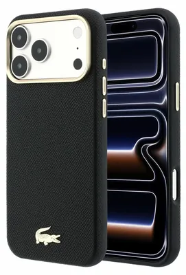 Obrázok produktu pre LacostePolyuretánkožené puzdro Champs Elysees so zlatým logom MagSafe pre iPhone 18 Pro Max, čierne