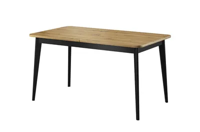 Obrázek produktu pro BETTSO Funkční rozkládací stůl Kuchyňský stůl Jídelní stůl na dlouhých černých dřevěných nohách NODIS 140 cm až 180 cm Hnědý dub Artisan