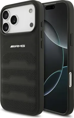 Imagen del producto de Funda para iPhone 18 Pro Max / iPhone 17 Pro Max de cuero genuino, color , con logo blanco en relieve