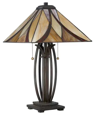Immagine prodotto di Lampada Da Scrivania Tiffany Asheville Metallo Bronzo Valiant 2 Luci E27