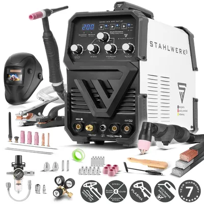 Obrázok produktu pre STAHLWERK zváračka 3 v 1 AC/DC TIG 200 CUT ST - TIG & MMA do 200 A, plazmové rezanie do 45 A, nerezová oceľ, meď, hliník, titán