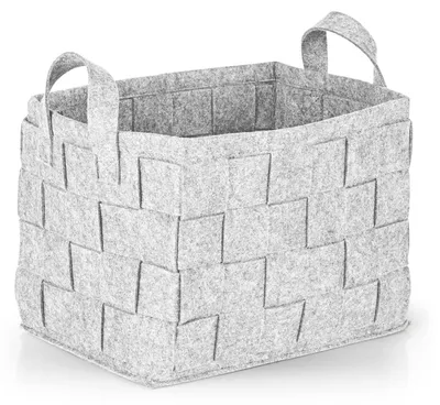 Image de Panier de rangement en feutre N8WERK avec poignée, dimensions 35x25x25 cm. Idéal pour ranger