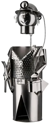 Produktbild von Gilde Flaschenhalter, Mann, "Bergmann", Metall, silberfarben, VE 2, L. 13 cm, B. 15 cm, H. 33 cm 65092 4063387650929
