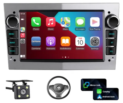 Imagen del producto de Radio para coche 2 DIN de 7 pulgadas - Android Auto inalámbrico y CarPlay - Estéreo de 200 vatios - Color plateado